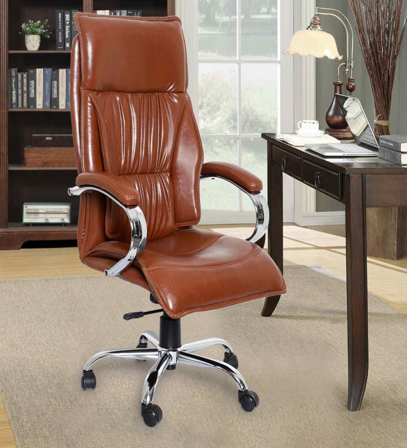 Executive Leatherette Office Chair In Onyx Brown Colour