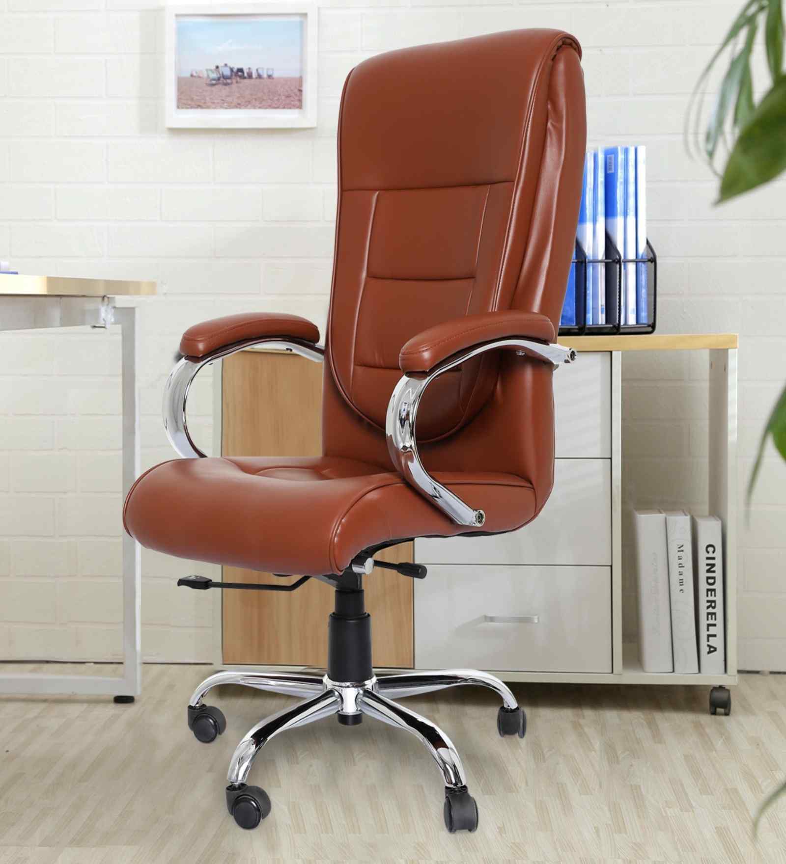 Executive Leatherette Office Chair In Raven Brown Colour