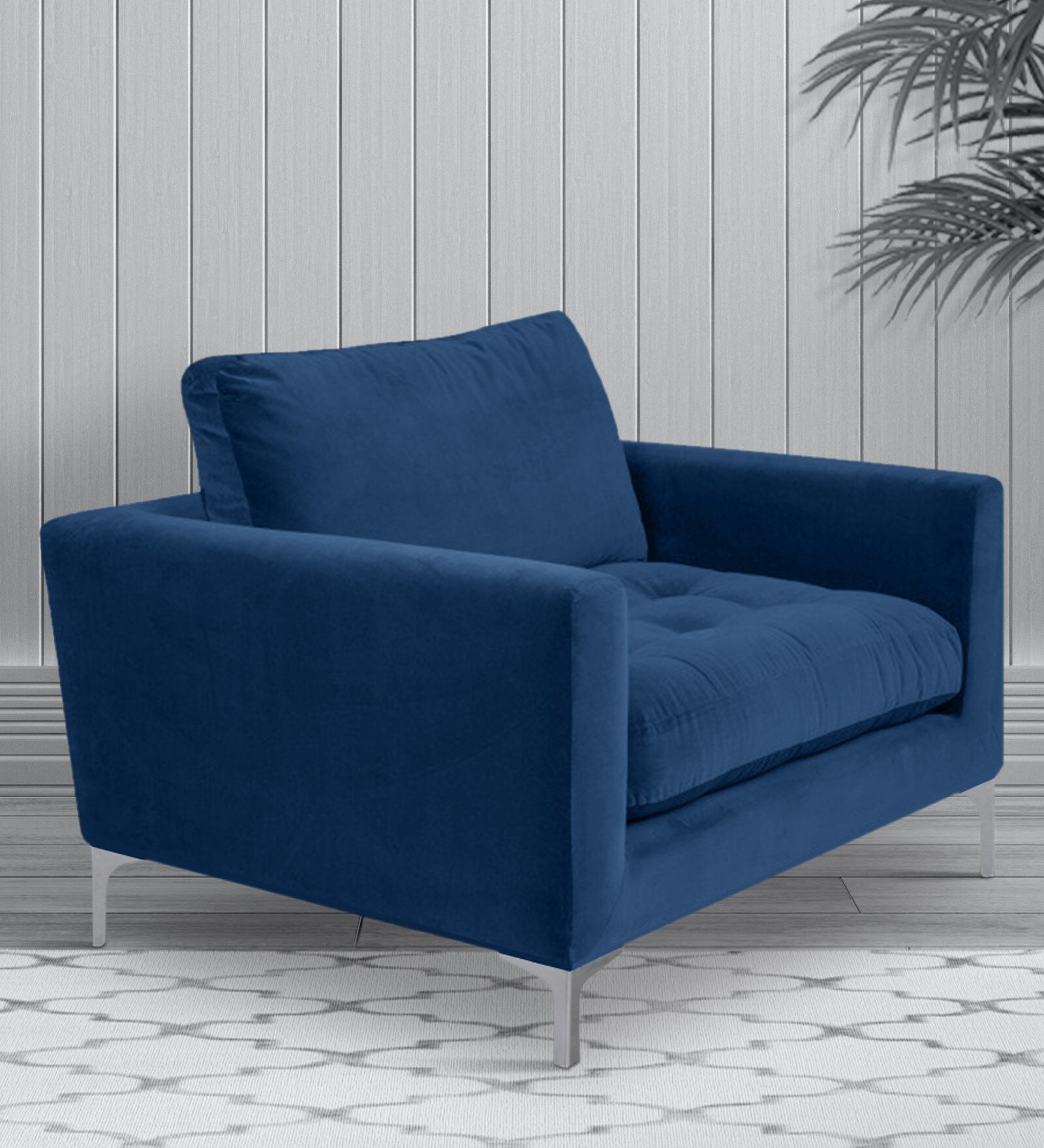 Extraordinary Fabric Lounge Chair in Blue Colour