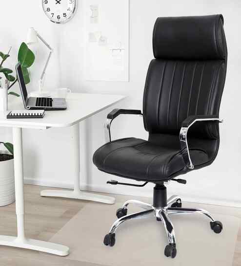 Executive Leatherette Office Chair In Onyx Black Colour