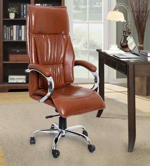 Executive Leatherette Office Chair In Onyx Brown Colour