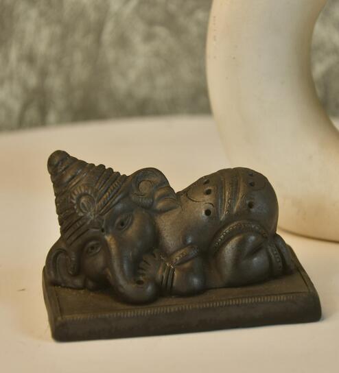 Exotically Ganesha Brown Terracotta Showpiece