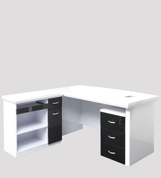 Buy Executive Office Desk with Side Runner & Drawer Cart in White