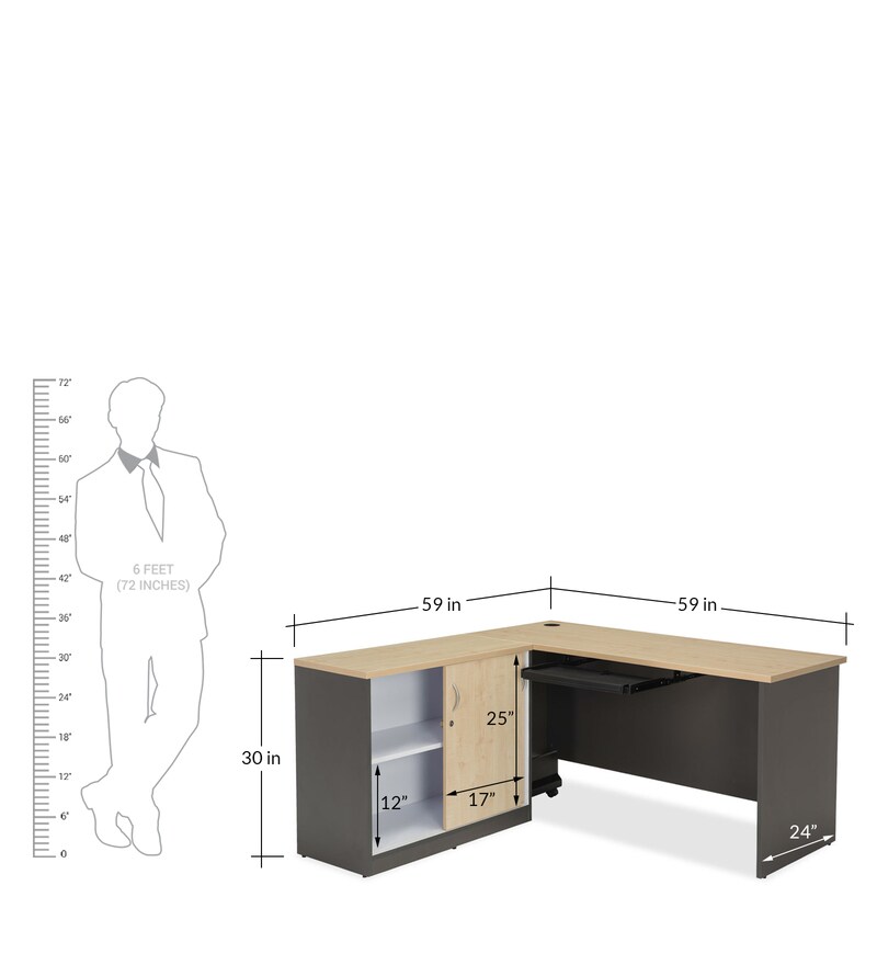 Buy Executive Desk with Sliding in Dual Tone Finish by Durian