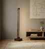 Excalibur Brown Wooden LED Floor Lamp with brown base