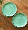 Caribbean Green Hand Glazed  Ceramic (Set of 4) Dinner Plates