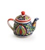 Mughal Floral Hand-Painted Ceramic 6 Pcs Tea Cups With  Kettle