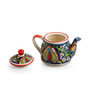 Mughal Floral Hand-Painted Ceramic 6 Pcs Tea Cups With  Kettle