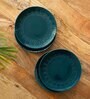 Teal Forest Hand Glazed Ceramic Microwave Safe (Set of 4) Dinner Plates