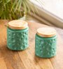 Vibrant Green Handcrafted Multi-utility Ceramic Airtight Storage Jars and Containers