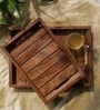 ExclusiveLane 'Classic Wood Pair' Handcrafted Serving Trays in Sheesham Wood, Set of 2