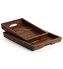 ExclusiveLane 'Classic Wood Pair' Handcrafted Serving Trays in Sheesham Wood, Set of 2