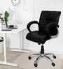 Executive Leatherette Office Chair In Black Colour With Armrest Support