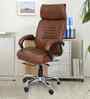Executive Leatherette Office Chair In Walnut  Brown Colour