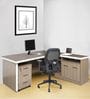 Executive Office Desk with Side Runner & Drawer Cart in Pine Colour Melamine Finish