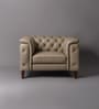 Exeter Chesterfield Leatherette 1 Seater Seater Sofa in Beige Color