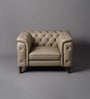 Exeter Chesterfield Leatherette 1 Seater Seater Sofa in Beige Color