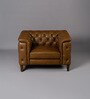 Exeter Chesterfield Leatherette 1 Seater Seater Sofa in Brown Color