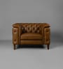 Exeter Chesterfield Leatherette 1 Seater Seater Sofa in Brown Color
