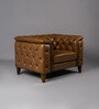 Exeter Chesterfield Leatherette 1 Seater Seater Sofa in Brown Color