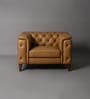 Exeter Chesterfield Leatherette 1 Seater Seater Sofa in Tan Color