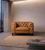 Exeter Chesterfield Leatherette 1 Seater Seater Sofa in Tan Color