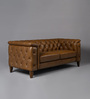 Exeter Chesterfield Leatherette 2 Seater Seater Sofa in Brown Color