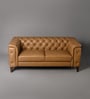 Exeter Chesterfield Leatherette 2 Seater Seater Sofa in Tan Color