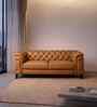 Exeter Chesterfield Leatherette 2 Seater Seater Sofa in Tan Color
