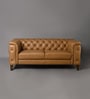 Exeter Chesterfield Leatherette 2 Seater Seater Sofa in Tan Color