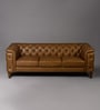 Exeter Chesterfield Leatherette 3 Seater Seater Sofa in Brown Color