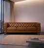 Exeter Chesterfield Leatherette 3 Seater Seater Sofa in Brown Color
