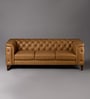 Exeter Chesterfield Leatherette 3 Seater Seater Sofa in Tan Color
