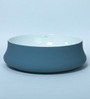Ceramic Round Shape Blue & white Counter Top Wash Basin (H: 6, W: 18, D: 18 Inches)