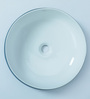 Ceramic Round Shape Blue & white Counter Top Wash Basin (H: 6, W: 18, D: 18 Inches)