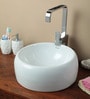 Ceramic Round Shape White Counter Top Wash Basin (H: 6, W: 15, D: 15 Inches)