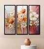 Exotic Bloom Set Of 3 Multicolour  Engineered Wood Wall Art Panels