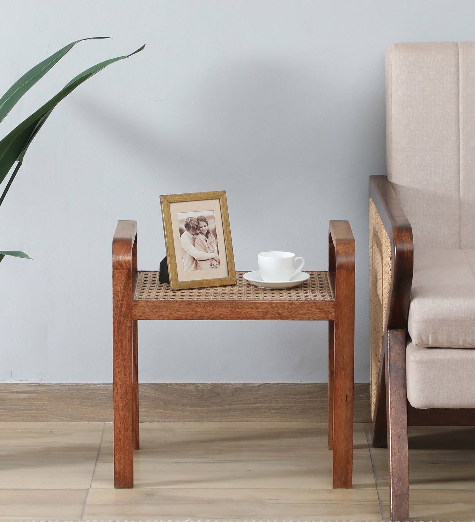 Eyges Mango Wood End Table In Walnut Finish