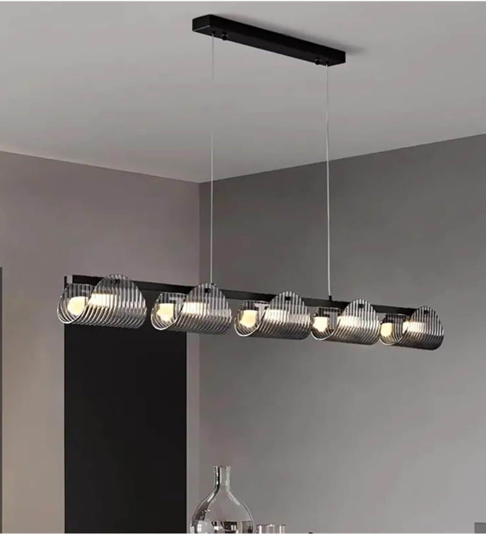 Eyvinsa Striped Glass Sheet Linear Pendant Light