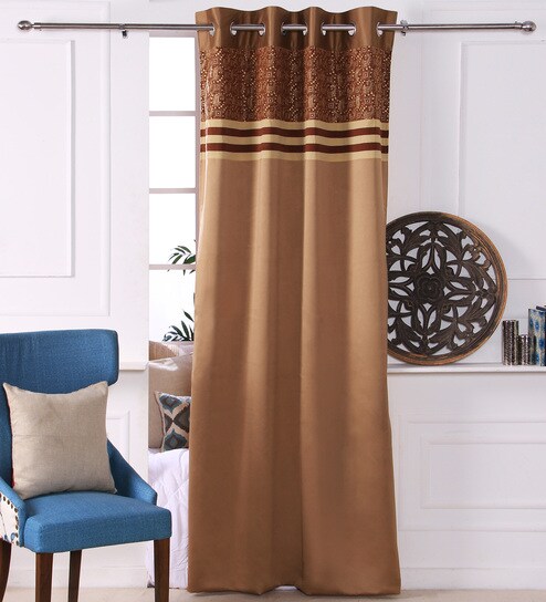 Buy Brown Polyester 53 X 84 Inch Carry Black Out Door Curtains