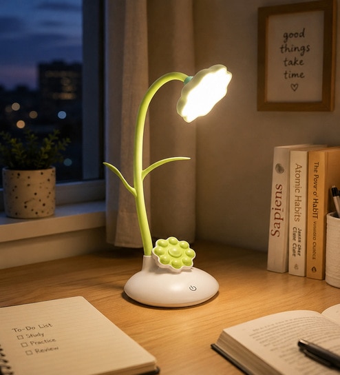 Acrylic Flower Plant LED  Study Lamp with Mobile Sticked Holder