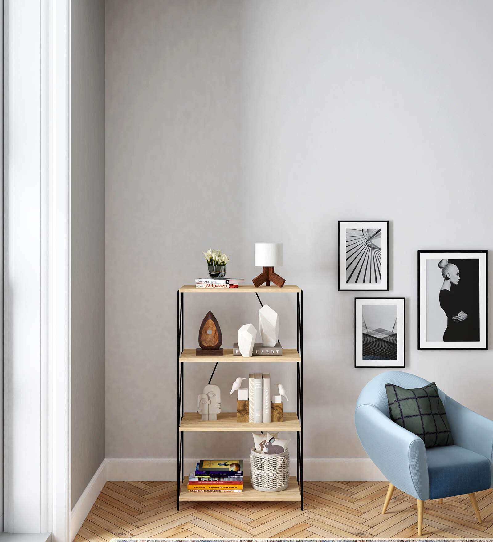 Ezbo 600 Book Shelves in Summer Oak Finish with 3 Tier