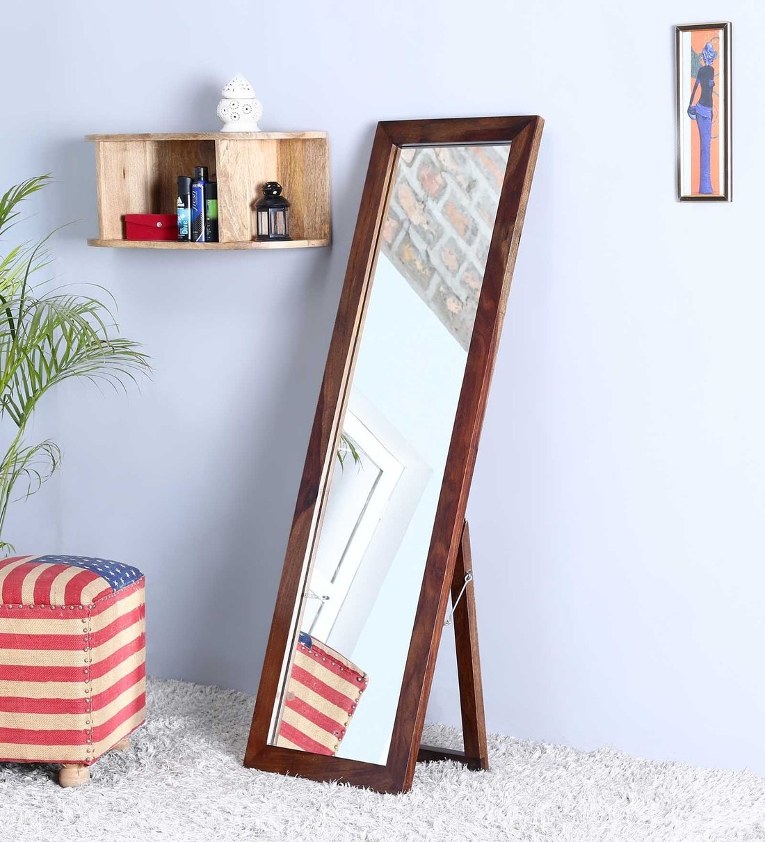 Buy Mango Wood Full Length Mirror in Brown colour By Woodenmood Online ...