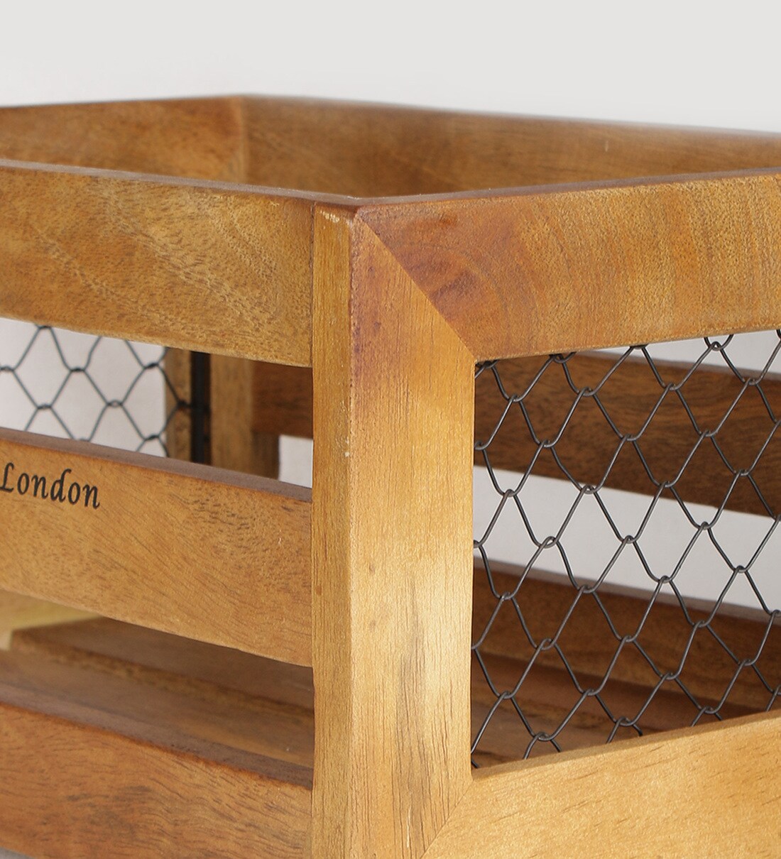 Buy Fabuliv Brown Mango Wood Crate Medium Basket Online Crates