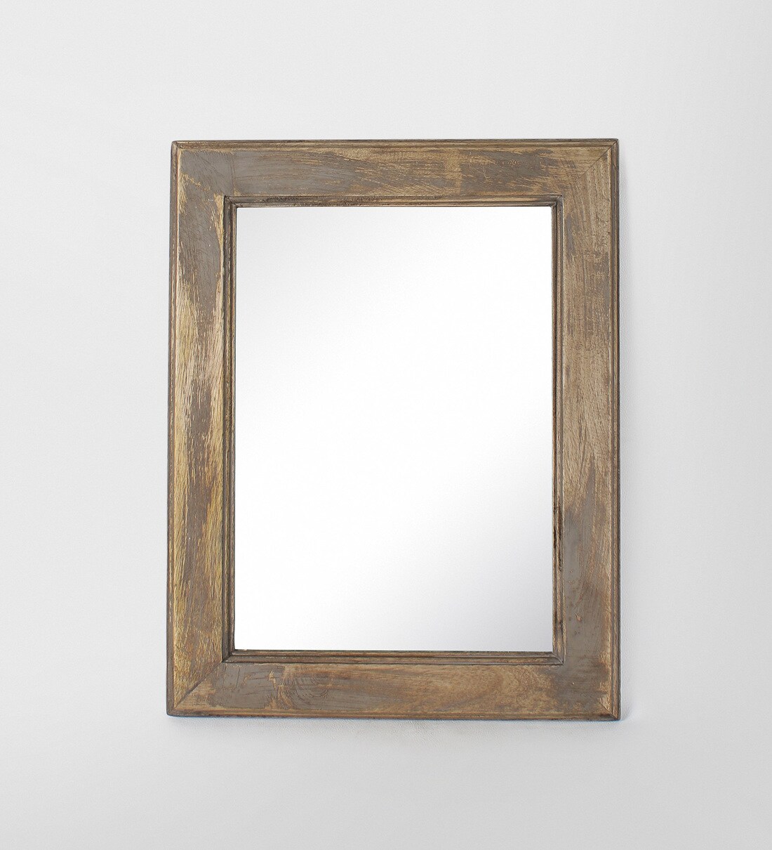 Buy Mango Wood Square Wall Mirror in Grey colour by Fabuliv Online
