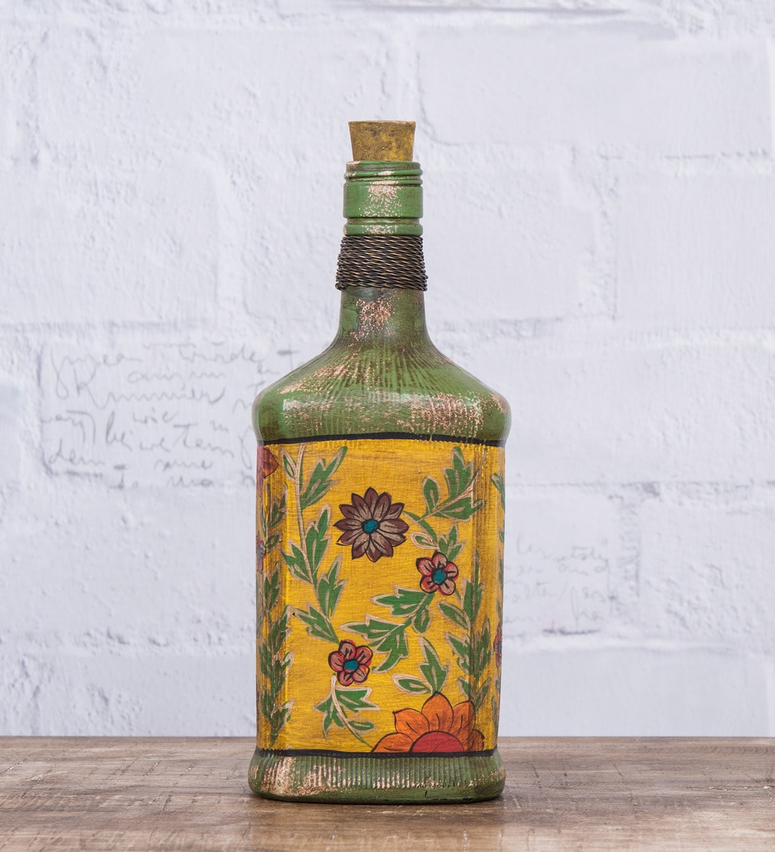 Buy Multicolour Byron Hand Painted Decorative Bottle Glass Vase by