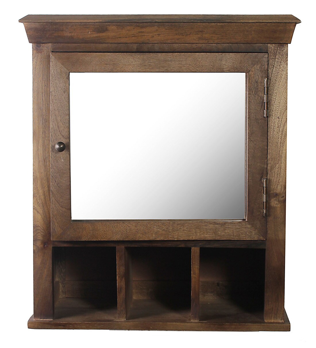 Buy Mango Wood Brown 5 Compartment Bathroom With Mirror by