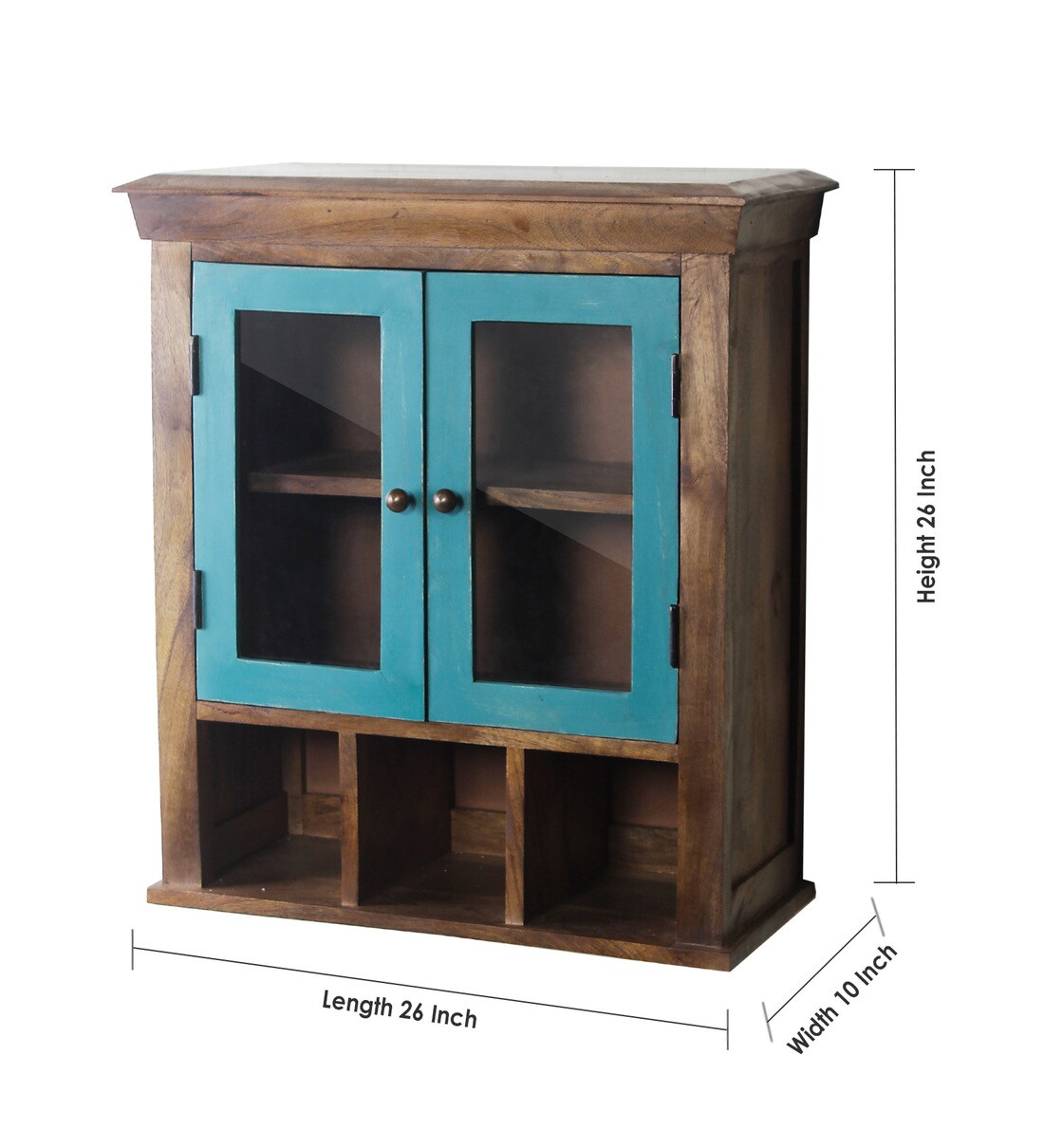 Buy Mango Wood Brown & Blue 5 Compartment Bathroom by Fabuliv