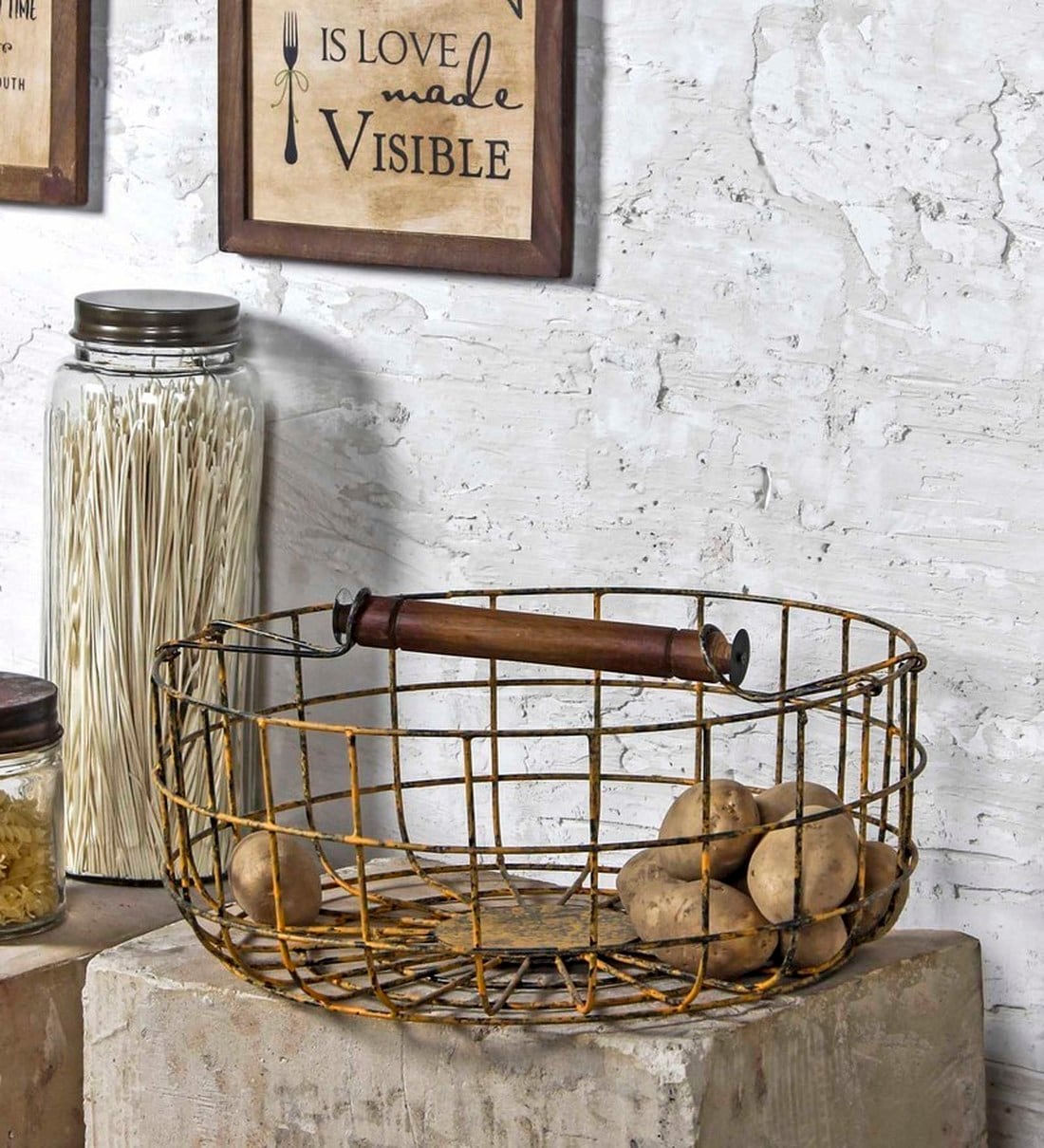Buy Metal Wired Kitchen Basket In Brown By Fabuliv at 34 OFF by