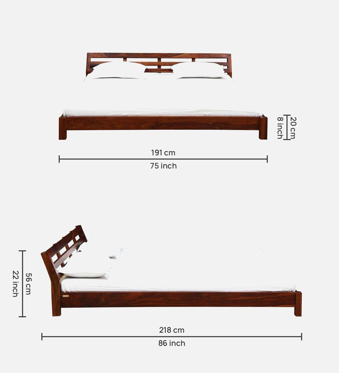 Buy Fairmont Sheesham Wood King Size Bed In Honey Oak Finish By